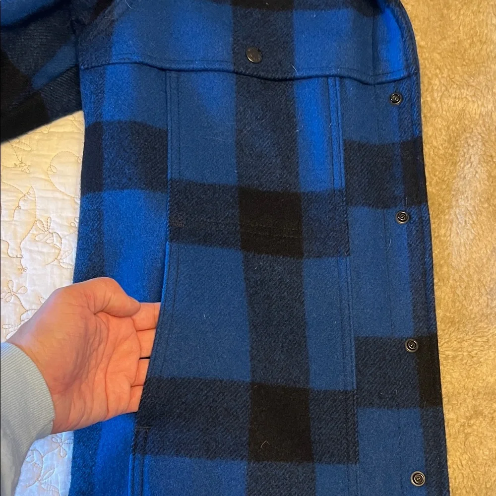 Filson Lined Mackinaw Wool Cape Coat - Cobalt/Black Small [Preowned - Excellent] - Picture 5 of 7
